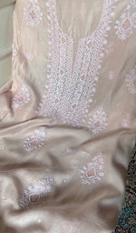 Load image into Gallery viewer, Women's Lakhnavi Handcrafted Mul Chanderi Unstitched Chikankari Full Suit Material - HONC0298570