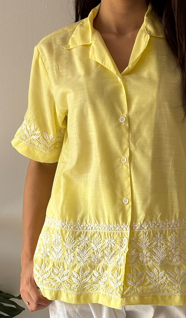 Women's Lakhnavi Handcrafted Cotton Chikankari Top - HONC0376839