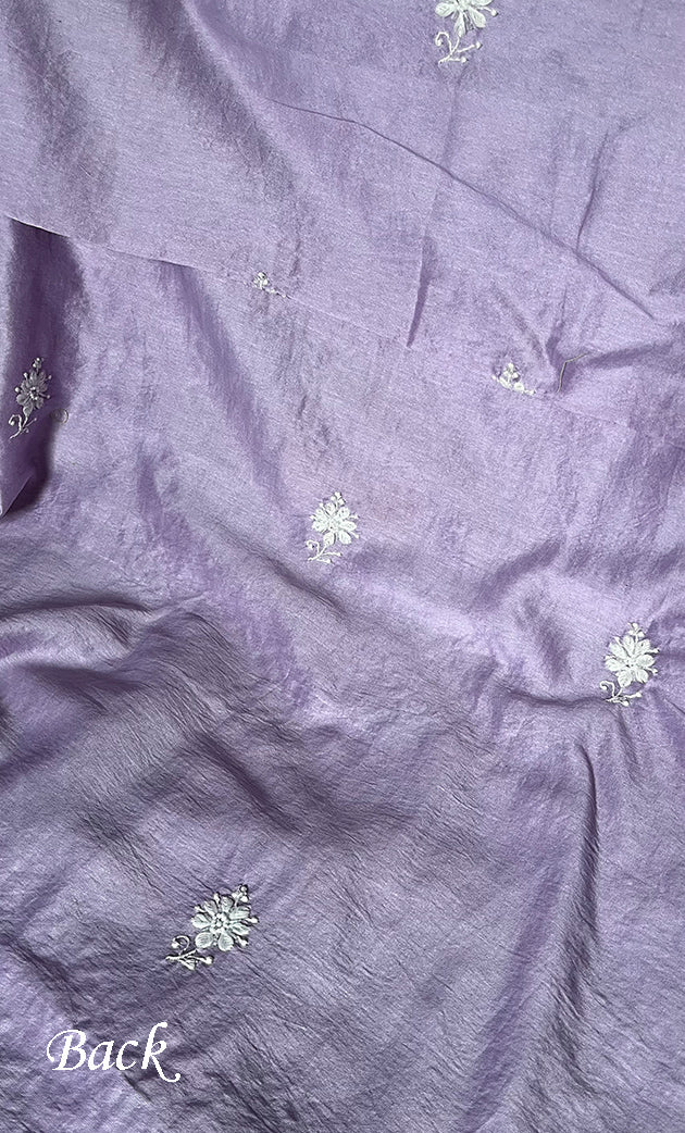 Baseema Women's Lucknowi Handcrafted Chanderi Silk Chikankari Full Suit Material - HONC0268499
