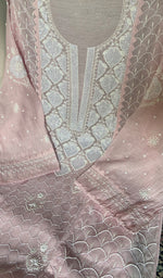 Load image into Gallery viewer, Women's Lakhnavi Handcrafted Mul Chanderi Semi Stitched Kurta And Dupatta Set