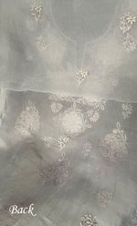 将图像加载到图库查看器中， Women&#39;s Lakhnavi Handcrafted Pure Organza Chikankari Unstitched Kurta And Dupatta Set- HONC0297177
