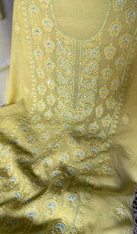 Load image into Gallery viewer, Women's Lakhnavi Handcrafted Mul Chanderi Unstitched Kurta And Dupatta Set - HONC0344343