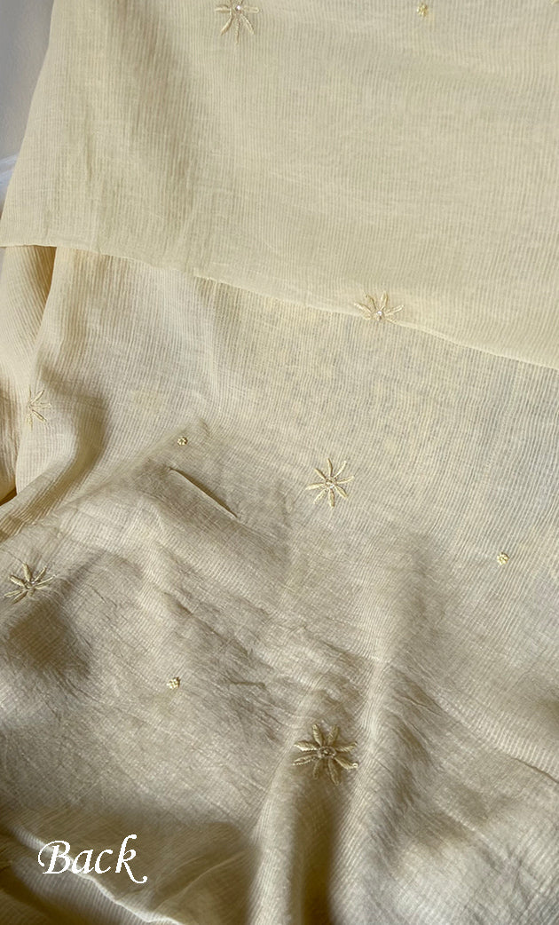 Women's Lakhnavi Handcrafted Maheshwari Mul Chanderi Unstitched Kurta And Dupatta Set- HONC0273017