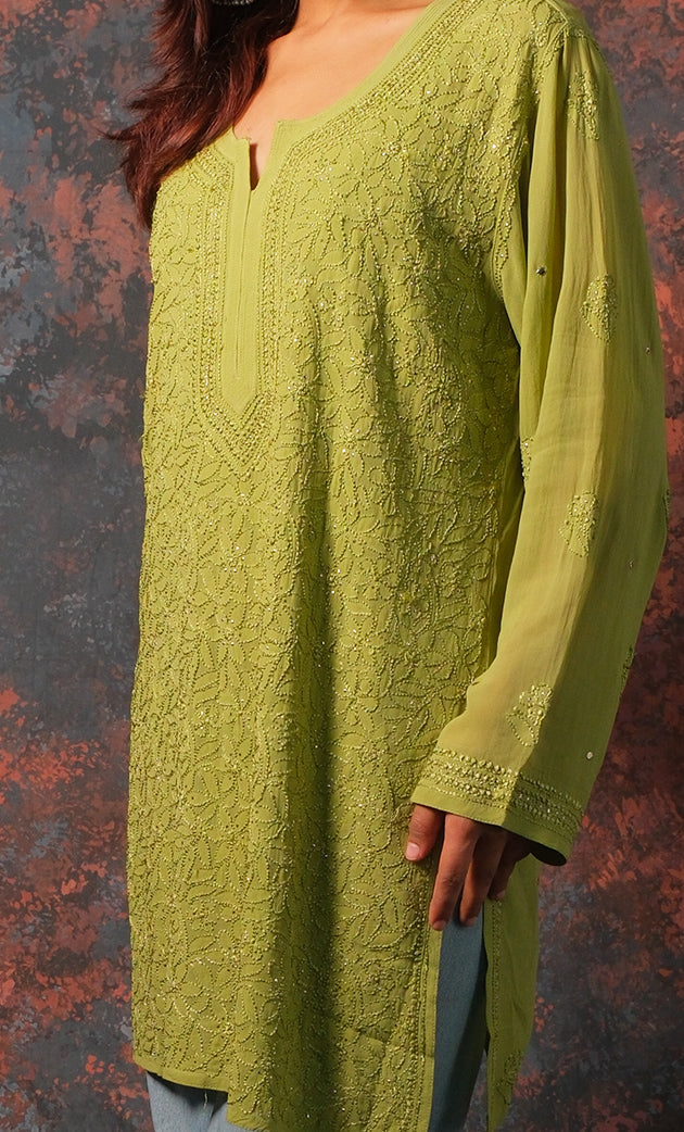 Women's Lucknowi Handcrafted Viscose Georgette Chikankari Top - HONC0327524