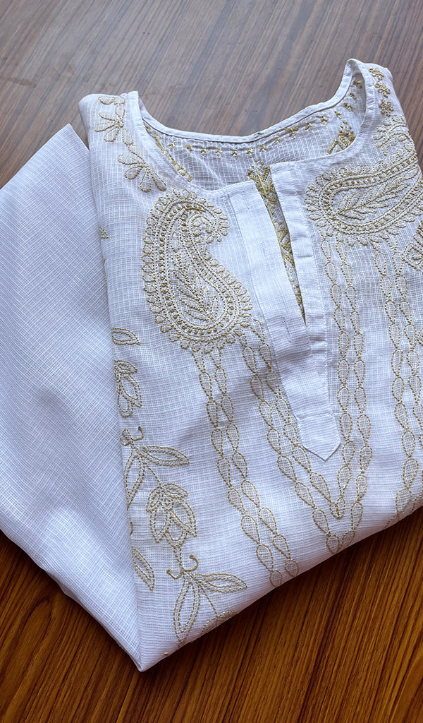 Women's Lakhnavi Handcrafted Kota Cotton Chikankari Kurti - NC4555