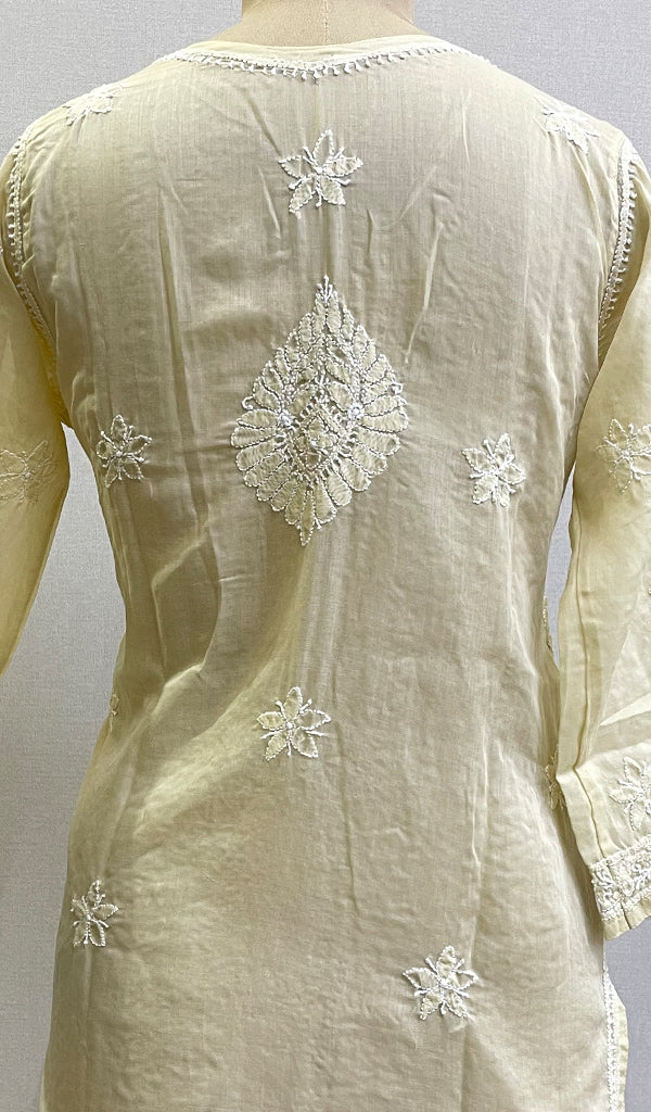Women's Lucknowi Handcrafted White Cotton Chikankari Top - HONC0165253