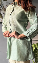 Load image into Gallery viewer, Afifa Women&#39;s Lakhnavi Handcrafted Chanderi Silk Chikankari Top And Pant Set - HONC0307942
