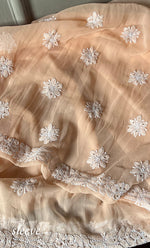 将图像加载到图库查看器中， Women&#39;s Lakhnavi Handcrafted Unstitched Faux-Georgette Chikankari Suit Material - HONC0277980
