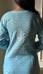 Load image into Gallery viewer, Women&#39;s Lucknowi Handcrafted Cotton Chikankari Kurti - HONC0290245
