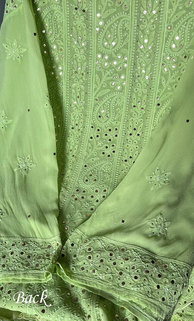 Women's Lakhnavi Handcrafted Viscose Georgette Chikankari Full Suit Material - HONC0311033