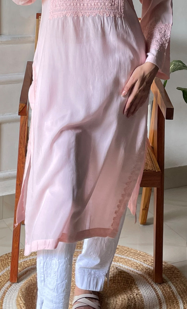 Rooh Women's Lucknowi Handcrafted Modal Cotton Chikankari Kurti - HONC0264889