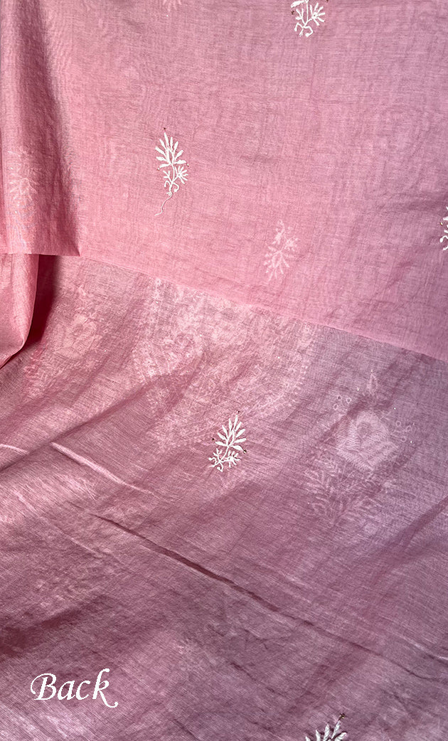 Women's Lakhnavi Handcrafted Mul Chanderi Unstitched Kurta And Dupatta Set - HONC0296490