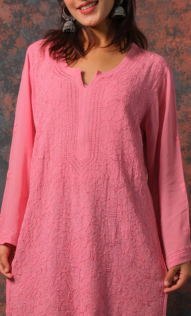 Women's Lucknowi Handcrafted Viscose Georgette Chikankari Top - HONC0327546