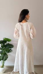 Load image into Gallery viewer, Women's Lakhnavi Handcrafted Cotton Chikankari Anarkali - HONC0276022