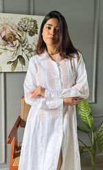 Load image into Gallery viewer, Niyat Women&#39;s Lucknowi Handcrafted Cotton Chikankari Long Dress - HONC0303751
