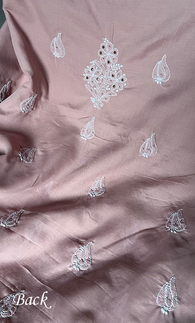 Women's Lakhnavi Handcrafted Unstitched Cotton Chikankari Suit Material - HONC0264453