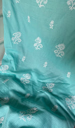 Load image into Gallery viewer, Women's Lucknowi Handcrafted Kota Cotton Chikankari Unstitched Kurta And Dupatta Set - HONC0340084