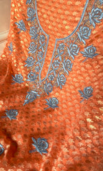 Load image into Gallery viewer, Women&#39;s Lakhnavi Handcrafted Chanderi Silk Unstitched Kurta And Dupatta Set - HONC0324542
