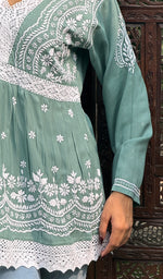 将图像加载到图库查看器中， Alshifa Women&#39;s Lakhnavi Handcrafted Modal Cotton Chikankari Top - HONC0246733
