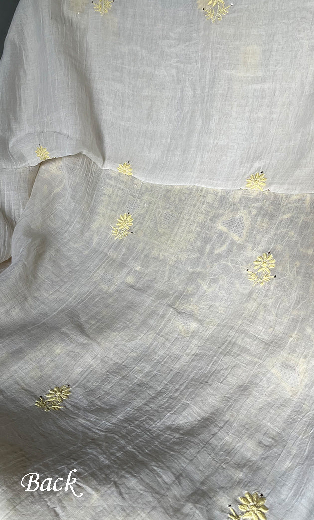 Women's Lakhnavi Handcrafted Mul Chanderi Unstitched Kurta And Dupatta Set- HONC0278933