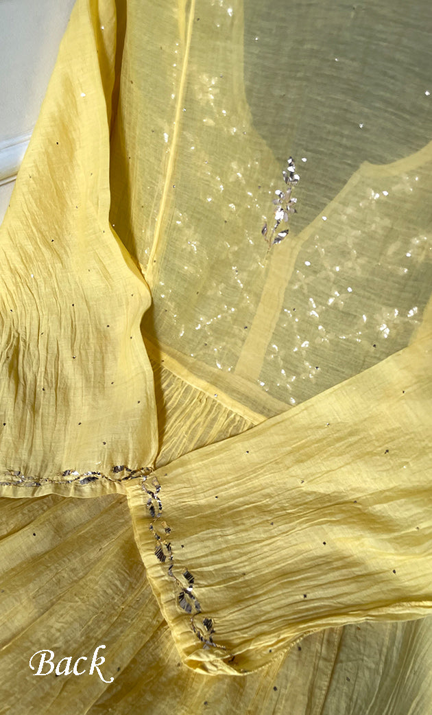 Women's Lakhnavi Handcrafted Mul Chanderi Semi-Stitched Kurta And Dupatta Set - HONC0323769