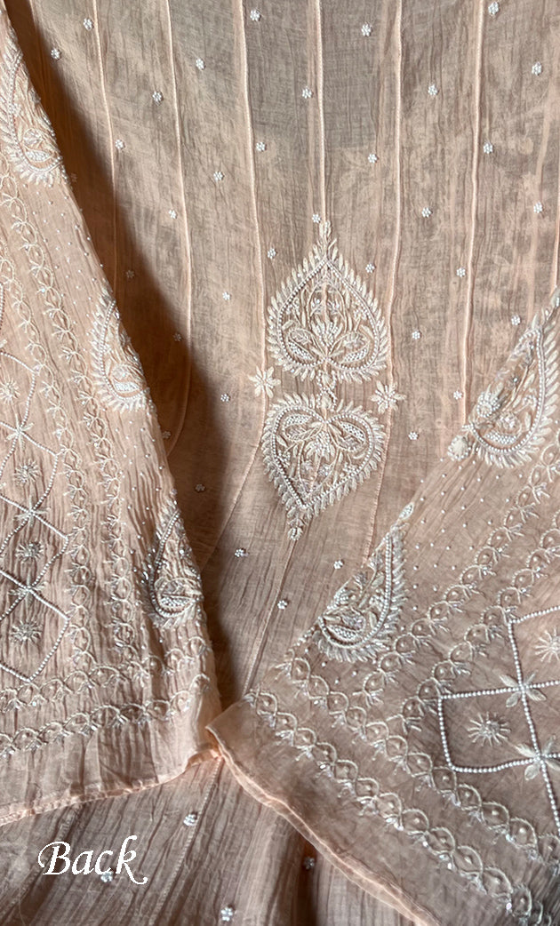 Tripty Women's Lakhnavi Handcrafted Mul Chanderi Semi - Stitched Anarkali And Dupatta Set - HONC0305939