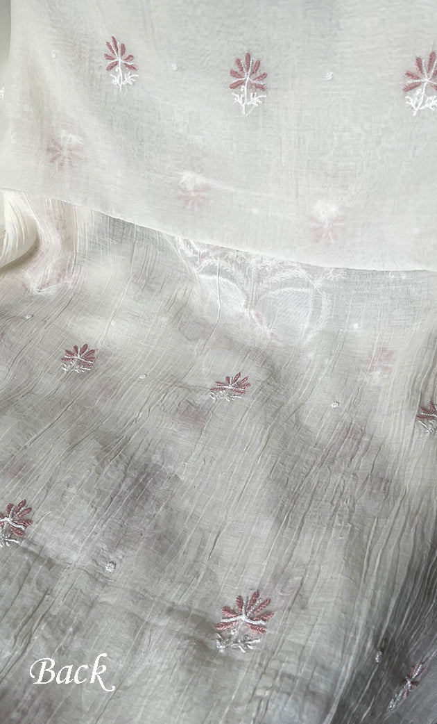 Women's Lakhnavi Handcrafted Unstitchd Mul Chanderi Kurta And Dupatta Set - HONC0319482