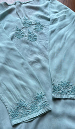 Load image into Gallery viewer, Women&#39;s Lucknowi Handcrafted Muslin Chikankari Kurti - HONC0301045

