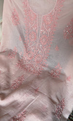 Load image into Gallery viewer, Women's Lakhnavi Handcrafted Mul Chanderi Unstitched Chikankari Full Suit Material - HONC0297193