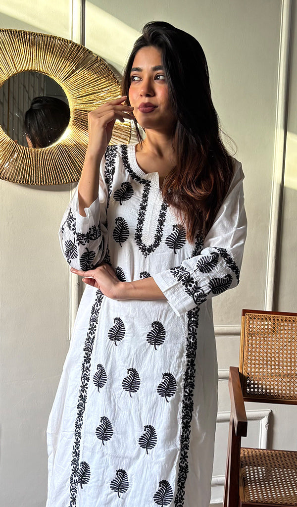 Pakeezah Women's Lucknowi Handcrafted Cotton Chikankari Kurti - HONC0171316