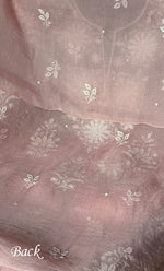 Load image into Gallery viewer, Women&#39;s Lakhnavi Handcrafted Pure Organza Chikankari Unstitched Kurta And Dupatta Set- HONC0305193
