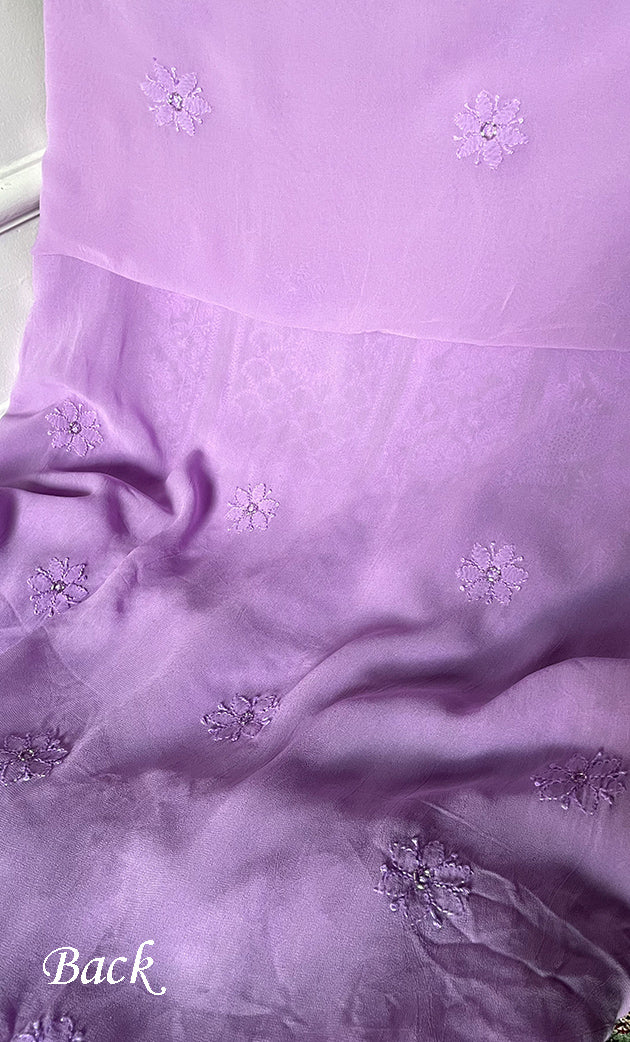 Women's Lakhnavi Handcrafted Viscose Georgette Chikankari Full Suit Material - HONC0299905