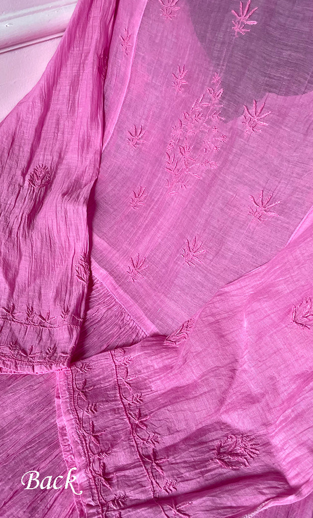 Women's Lakhnavi Handcrafted Mul Chanderi Semi - Stitched Kurta And Dupatta Set - HONC0303199