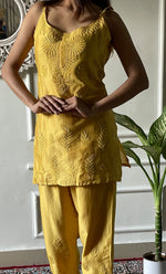 Load image into Gallery viewer, Amreena Women's Lakhnavi Handcrafted Chanderi Silk Chikankari Top And Pant Set - HONC0322964