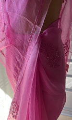 将图像加载到图库查看器中， Women&#39;s Lucknowi Handcrafted Pure Organza Silk Chikankari Saree - HONC0270898
