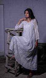 Load image into Gallery viewer, Alamzaib Women&#39;s Lucknowi Handcrafted Cotton Chikankari Anarkali Dress - HONC0206764

