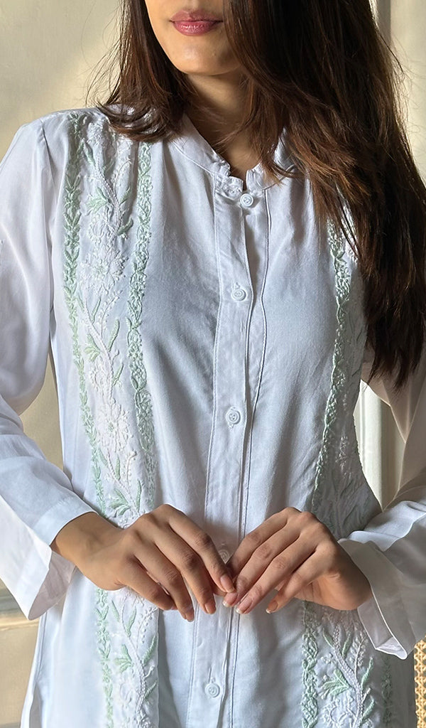 Women's Lakhnavi Handcrafted Cotton Chikankari Top - HONC0297833