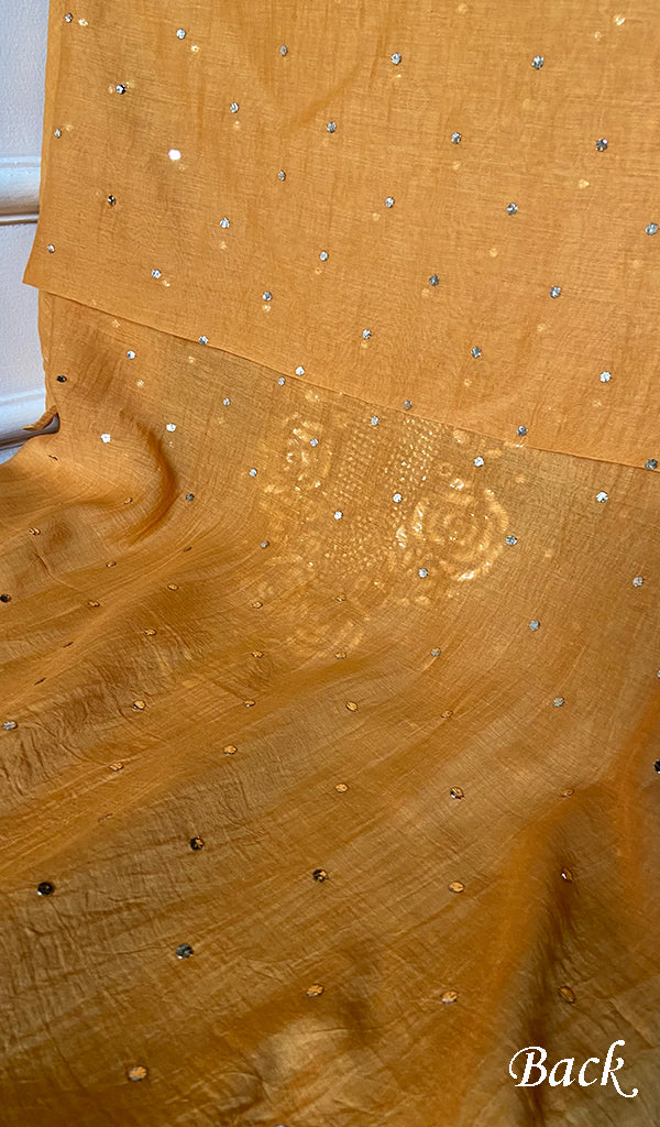 Women's Lakhnavi Handcrafted Mul Chanderi Unstitched Kurta And Dupatta Set - HONC0322424