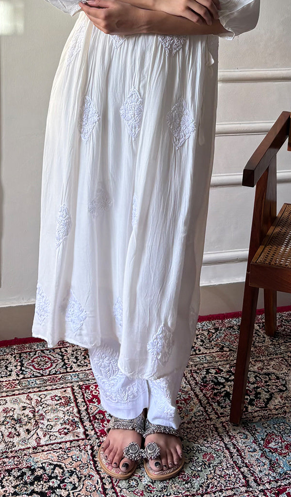 Lucknowi 手工莫代尔棉 Chikankari Angrakha - HONC0137211