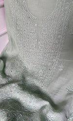 Load image into Gallery viewer, Women's Lakhnavi Handcrafted Mul Chanderi Unstitched Kurta And Dupatta Set - HONC0324501