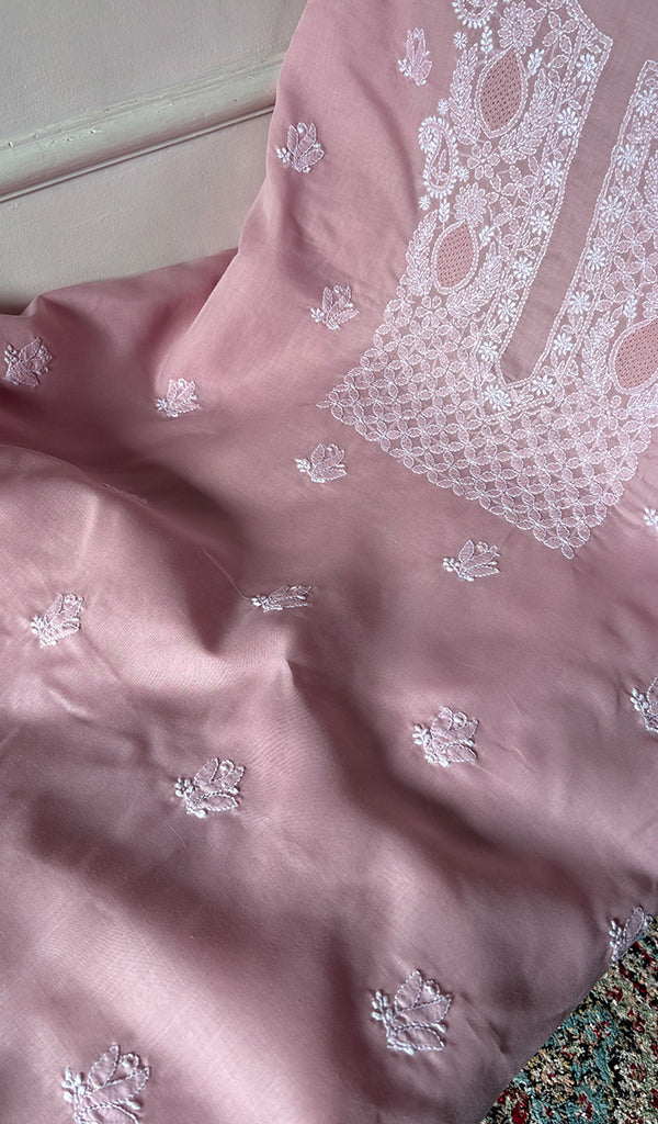 Women's Lakhnavi Handcrafted Cotton Unstitched Chikankari Suit Material - HONC0374489