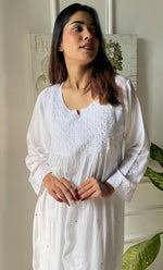 Load image into Gallery viewer, Women&#39;s Lucknowi Handcrafted Modal Cotton Chikankari Kurti - HONC0202171
