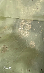 将图像加载到图库查看器中， Women's Lakhnavi Handcrafted Pure Organza Chikankari Unstitched Kurta And Dupatta Set- HONC0332698