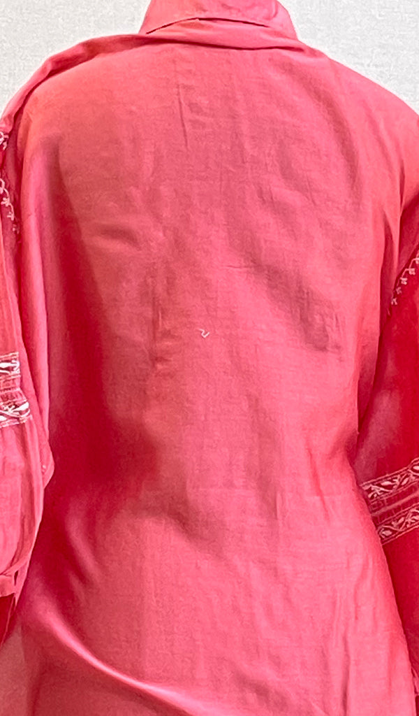 Fiza Women's Lakhnavi Handcrafted Chanderi Silk Semi- Stitched Chikankari Top - HONC0201379