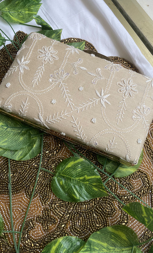 Pink Chikankari Embroidered Clutch - HONC0313600