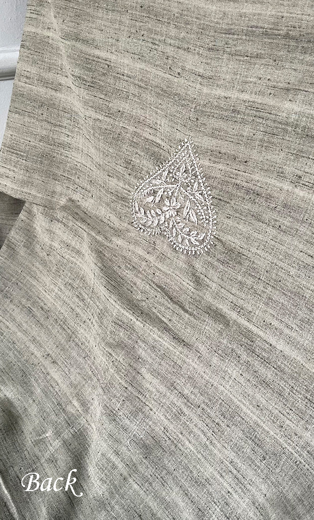 Lucknowi Handcrafted Cotton Chikankari Unstitched Men's Kurta Fabric - HONC0306857