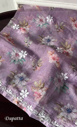 将图像加载到图库查看器中， Disha Women's Lakhnavi Handcrafted Organza Chikankari Unstitched Kurti Fabric - HONC0332151