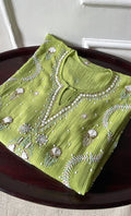 Rabia Women's Lucknowi Handcrafted Mul chanderi Chikankari Kaftan - HONC0311996