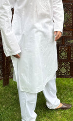 Load image into Gallery viewer, Men&#39;s Lucknowi Handcrafted Cotton Chikankari Kurta  HONC0323881
