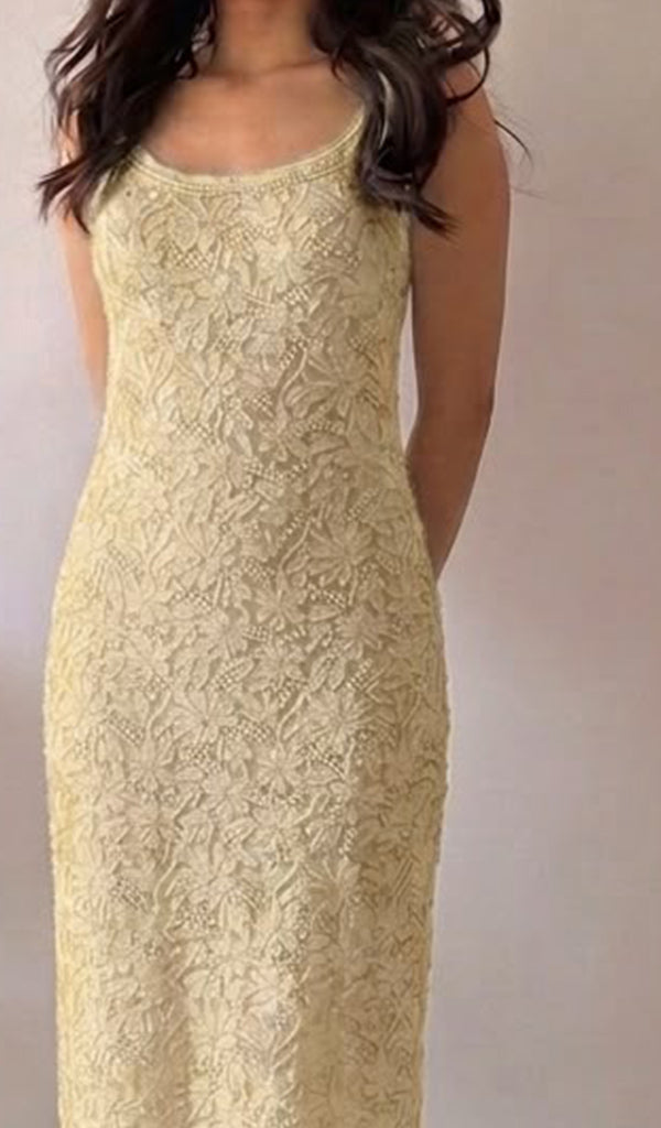 Women's Lakhnavi Handcrafted Viscose Georgette Chikankari Kurti with Slip.- HONC0164820